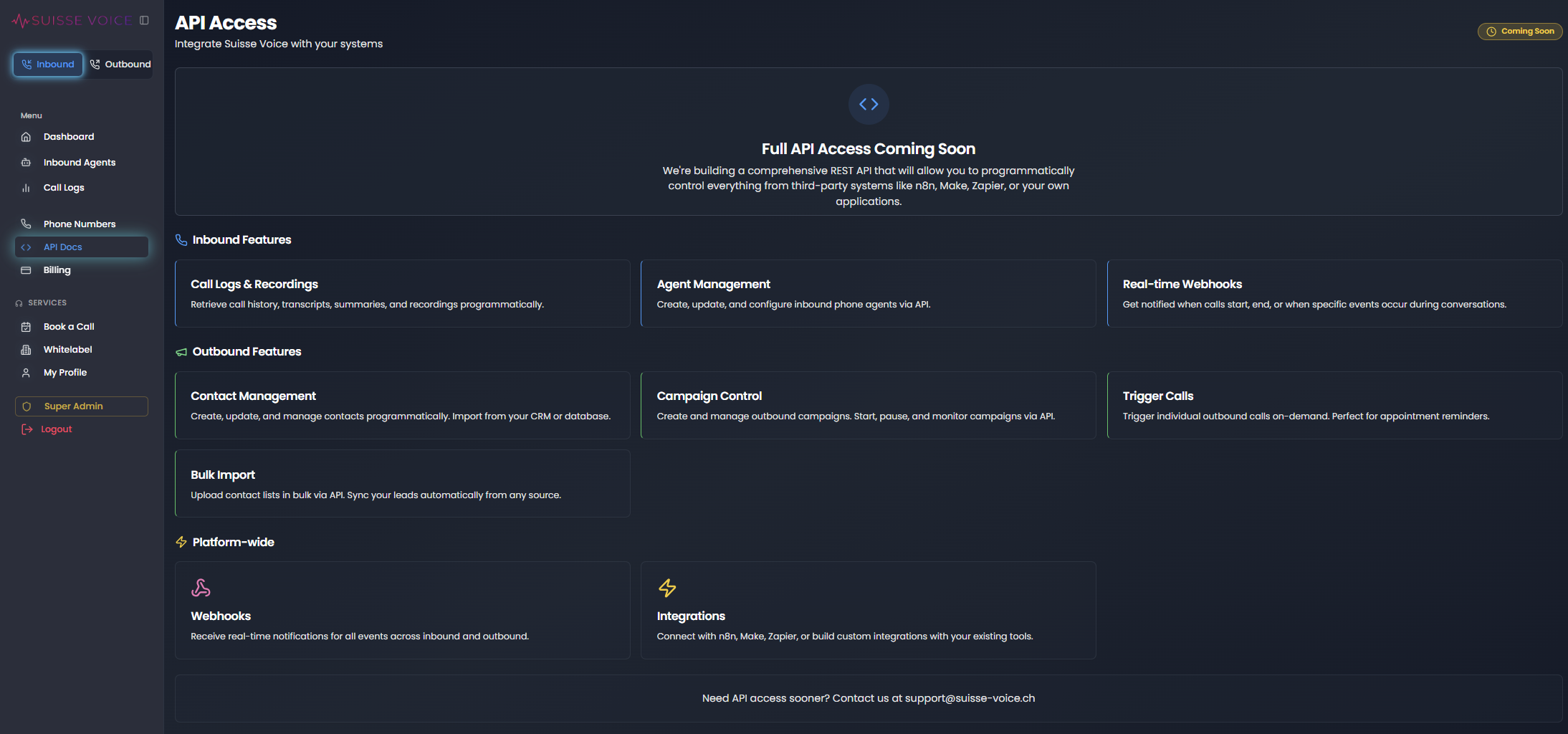 Suisse Voice API Access